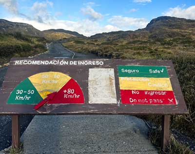 Mirador, Cuernos wind danger levels