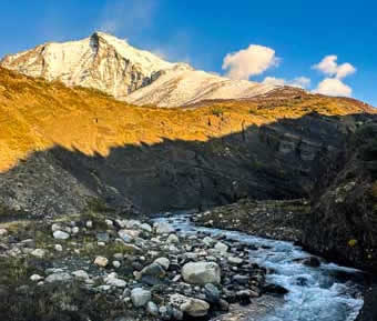 Pategonia sunrise on mountains and winding river
