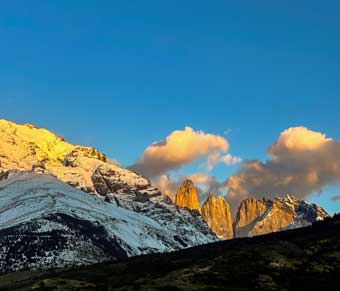 Pategonia sunrise on the Base Towers