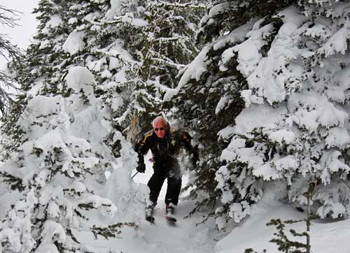 Author Dave Sartwell skiing the glades